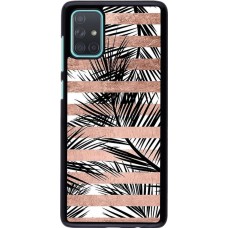 Coque Samsung Galaxy A71 - Palm trees gold stripes
