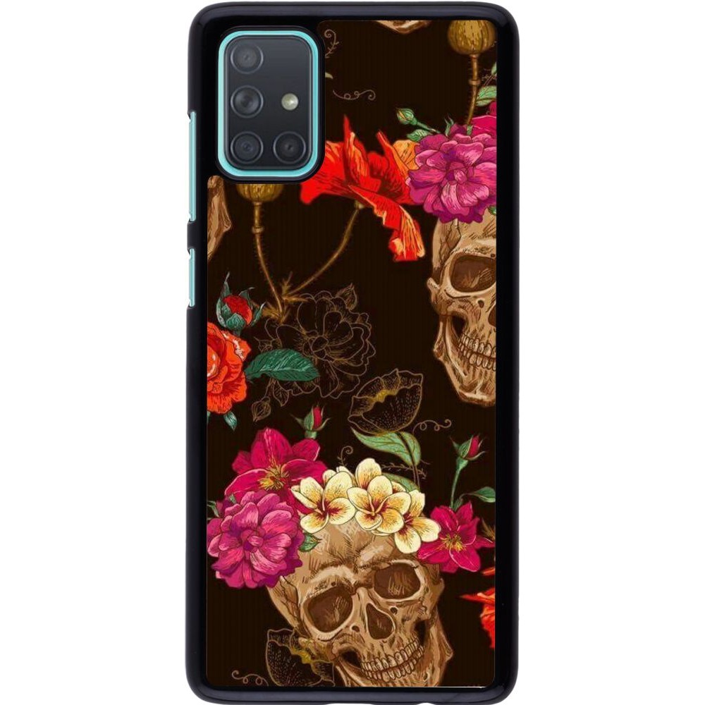 Coque Samsung Galaxy A71 - Skulls and flowers