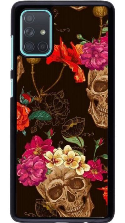 Coque Samsung Galaxy A71 - Skulls and flowers