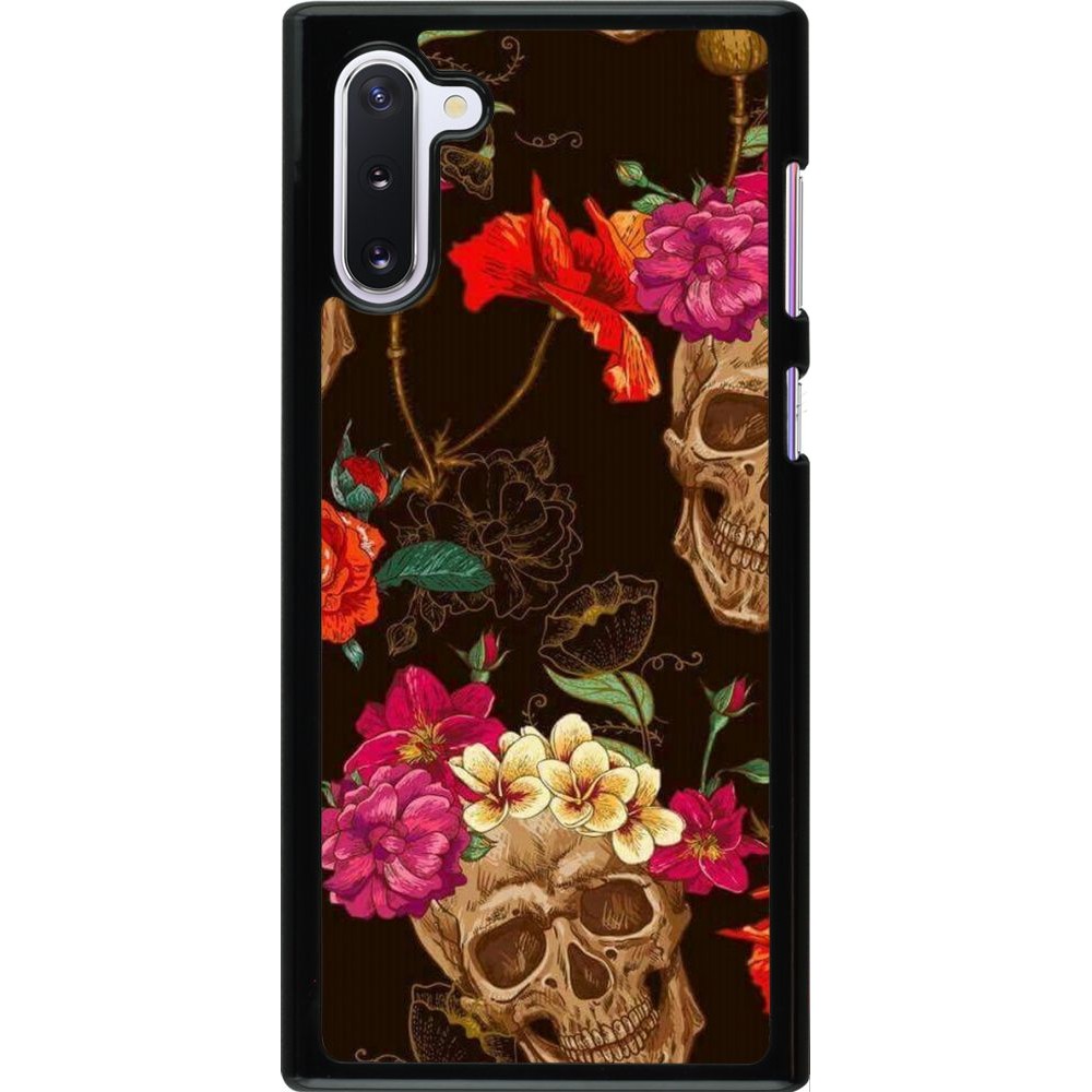 Coque Samsung Galaxy Note 10 - Skulls and flowers