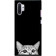 Coque Samsung Galaxy Note 10+ - Cat Looking Up Black