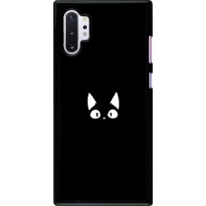 Coque Samsung Galaxy Note 10+ - Funny cat on black