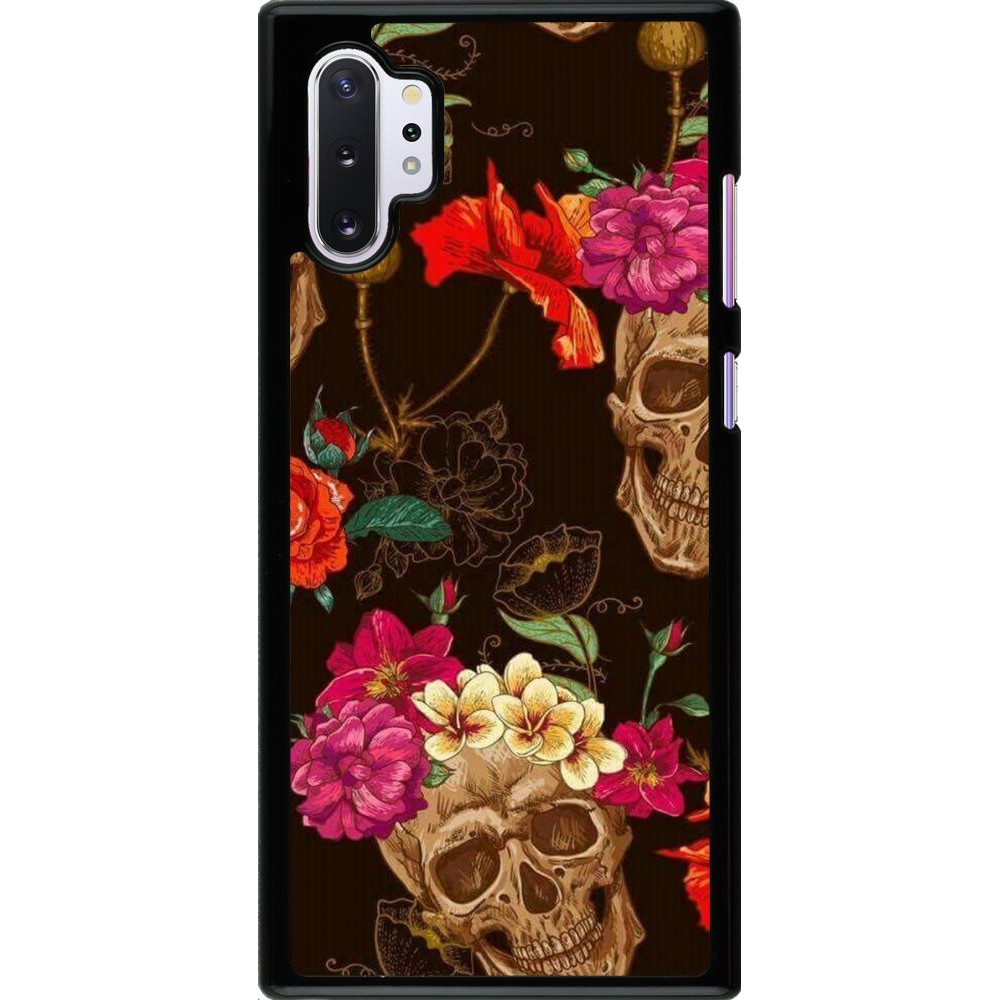 Hülle Samsung Galaxy Note 10+ - Skulls and flowers