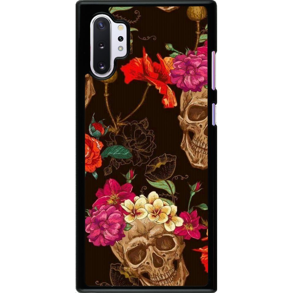 Coque Samsung Galaxy Note 10+ - Skulls and flowers