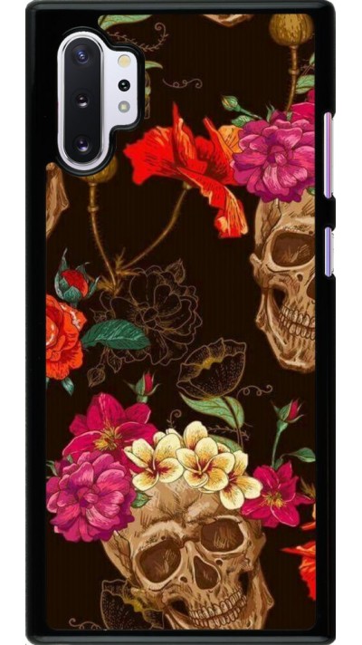 Hülle Samsung Galaxy Note 10+ - Skulls and flowers