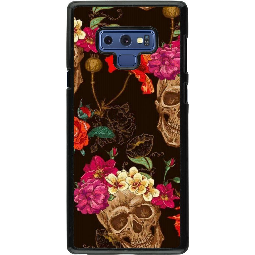 Coque Samsung Galaxy Note9 - Skulls and flowers