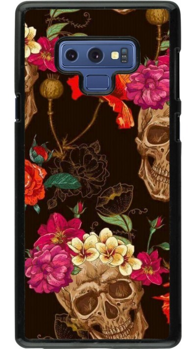 Coque Samsung Galaxy Note9 - Skulls and flowers