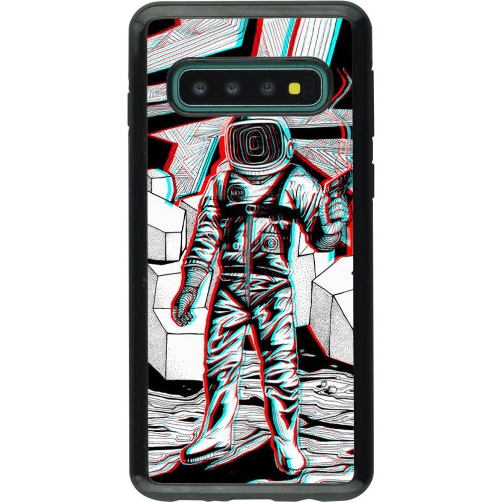 Coque Samsung Galaxy S10 - Hybrid Armor noir Anaglyph Astronaut