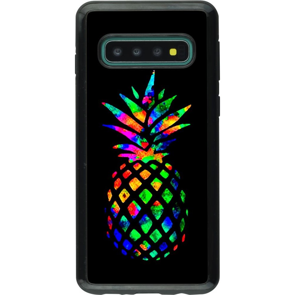 Coque Samsung Galaxy S10 - Hybrid Armor noir Ananas Multi-colors