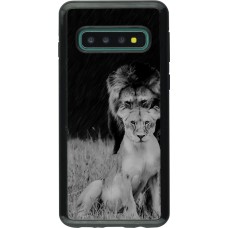 Coque Samsung Galaxy S10 - Hybrid Armor noir Angry lions
