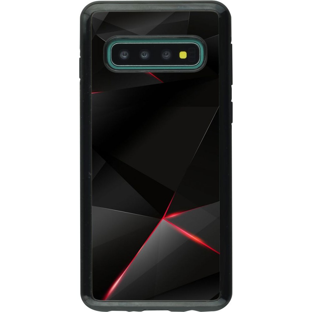 Coque Samsung Galaxy S10 - Hybrid Armor noir Black Red Lines