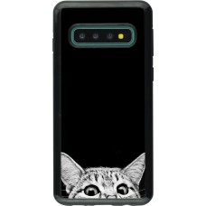Coque Samsung Galaxy S10 - Hybrid Armor noir Cat Looking Up Black