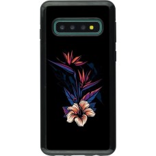 Coque Samsung Galaxy S10 - Hybrid Armor noir Dark Flowers
