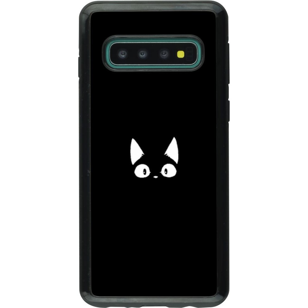 Coque Samsung Galaxy S10 - Hybrid Armor noir Funny cat on black