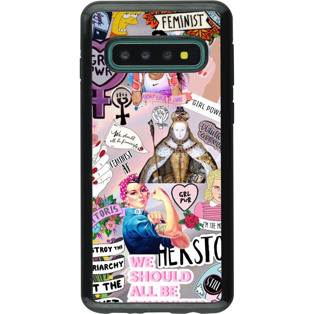 Coque Samsung Galaxy S10 - Hybrid Armor noir Girl Power Collage