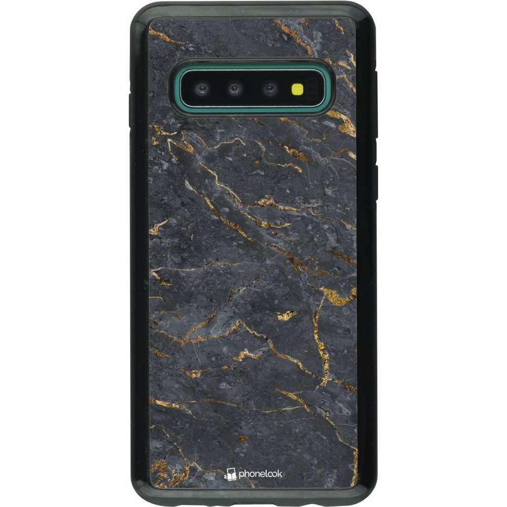 Coque Samsung Galaxy S10 - Hybrid Armor noir Grey Gold Marble