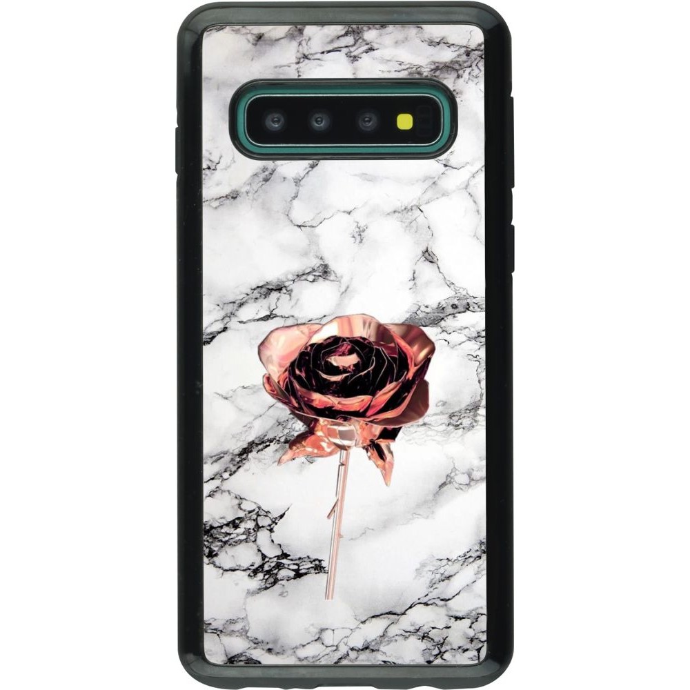 Coque Samsung Galaxy S10 - Hybrid Armor noir Marble Rose Gold
