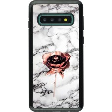 Coque Samsung Galaxy S10 - Hybrid Armor noir Marble Rose Gold