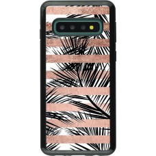 Hülle Samsung Galaxy S10 - Hybrid Armor schwarz Palm trees gold stripes
