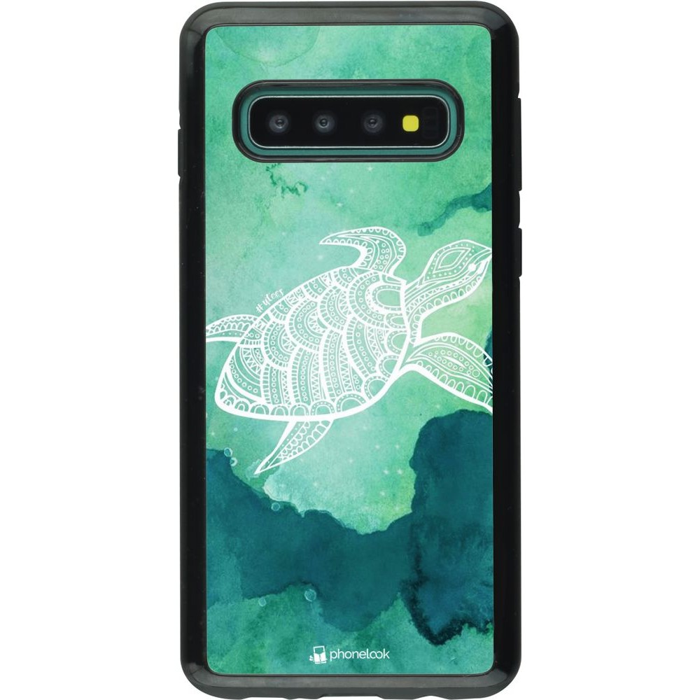 Hülle Samsung Galaxy S10 - Hybrid Armor schwarz Turtle Aztec Watercolor