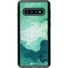 Coque Samsung Galaxy S10 - Hybrid Armor noir Turtle Aztec Watercolor