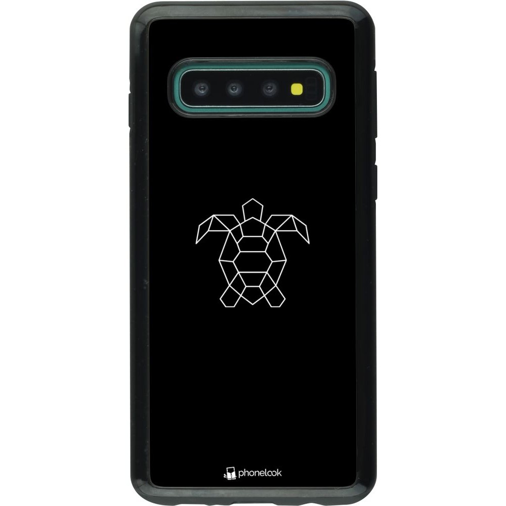 Coque Samsung Galaxy S10 - Hybrid Armor noir Turtles lines on black