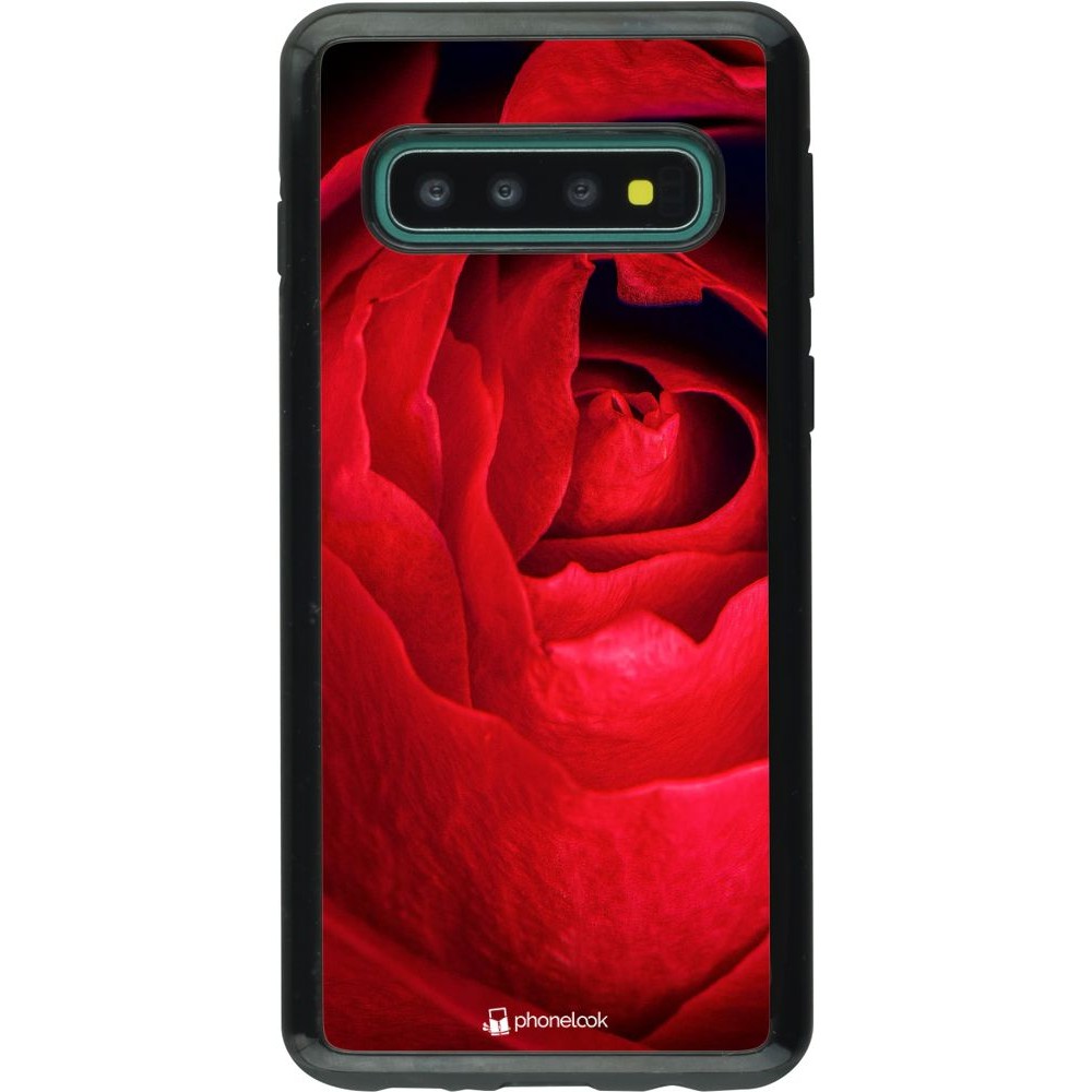 Coque Samsung Galaxy S10 - Hybrid Armor noir Valentine 2022 Rose