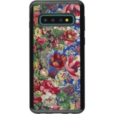 Coque Samsung Galaxy S10 - Hybrid Armor noir Vintage Art Flowers