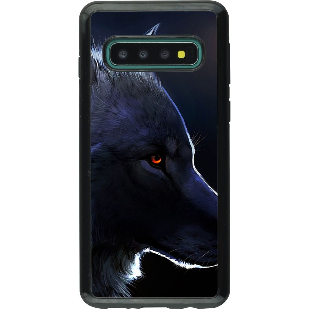 Coque Samsung Galaxy S10 - Hybrid Armor noir Wolf Shape