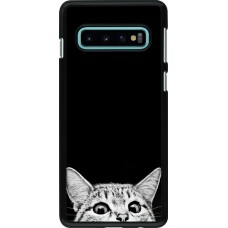 Coque Samsung Galaxy S10 - Cat Looking Up Black