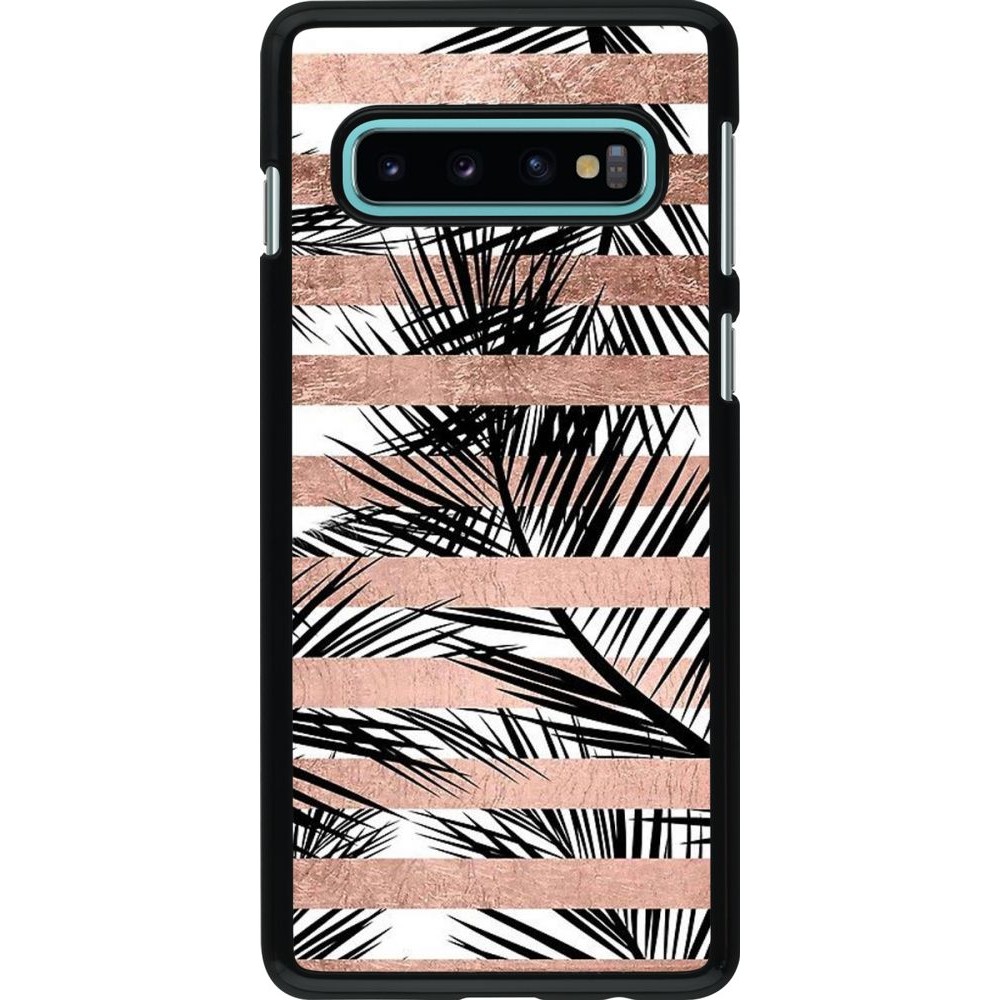 Coque Samsung Galaxy S10 - Palm trees gold stripes