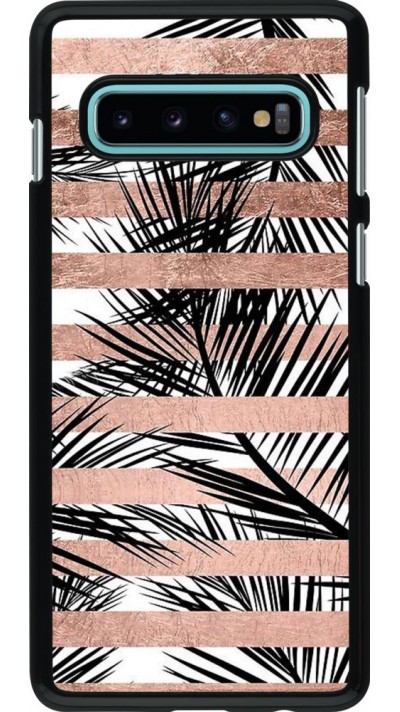 Coque Samsung Galaxy S10 - Palm trees gold stripes