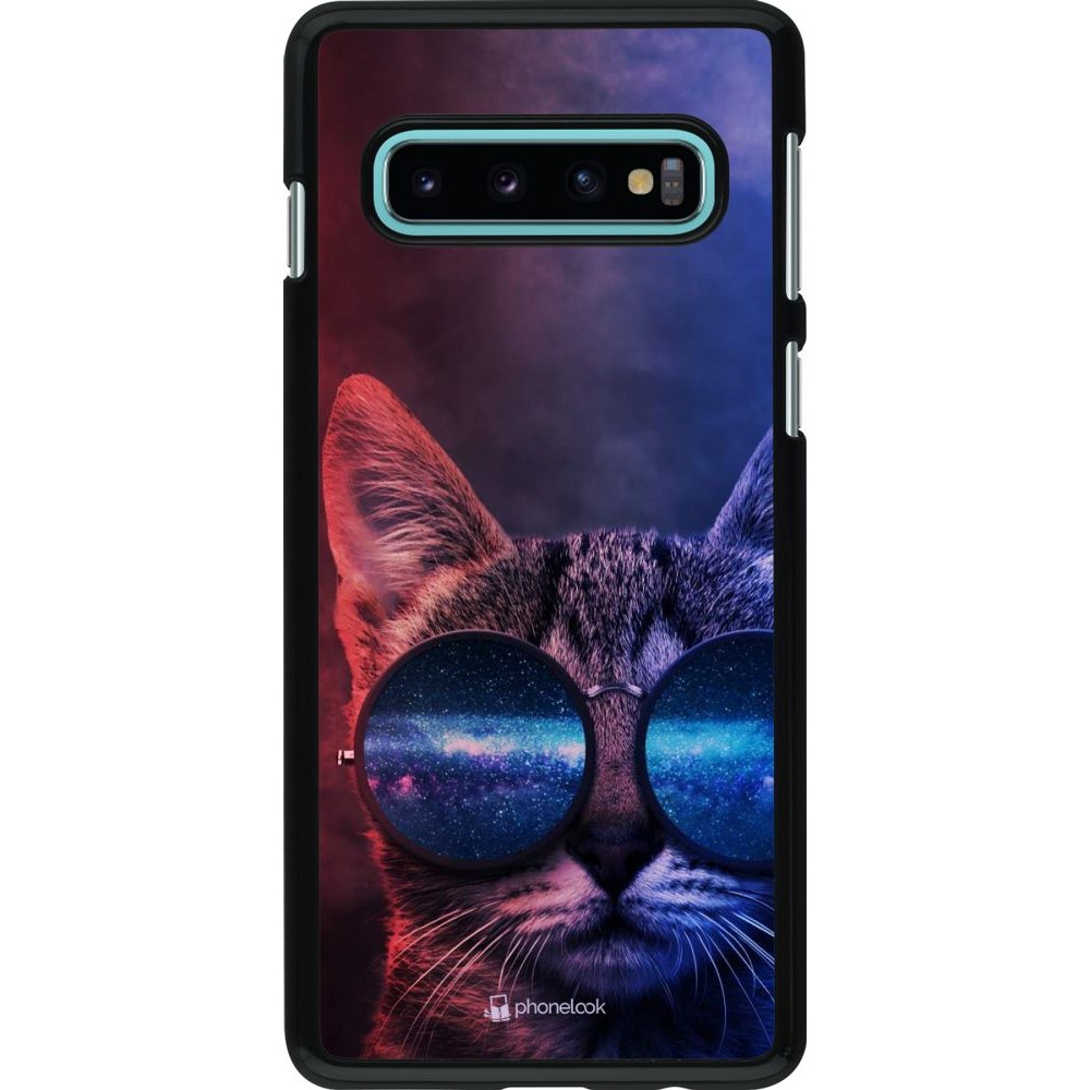 Coque Samsung Galaxy S10 - Red Blue Cat Glasses