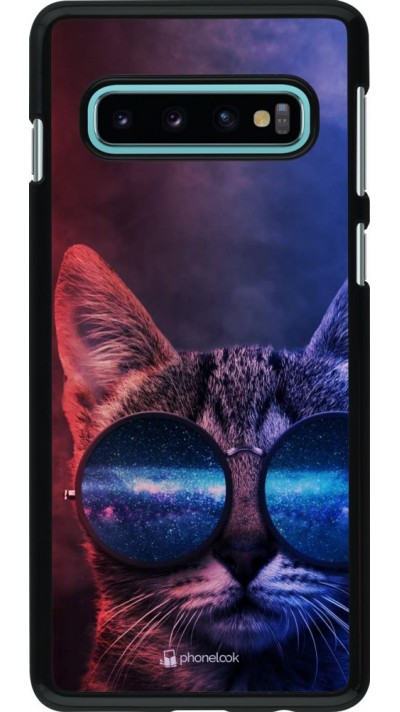 Hülle Samsung Galaxy S10 - Red Blue Cat Glasses