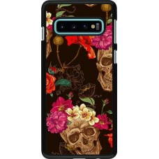 Coque Samsung Galaxy S10 - Skulls and flowers