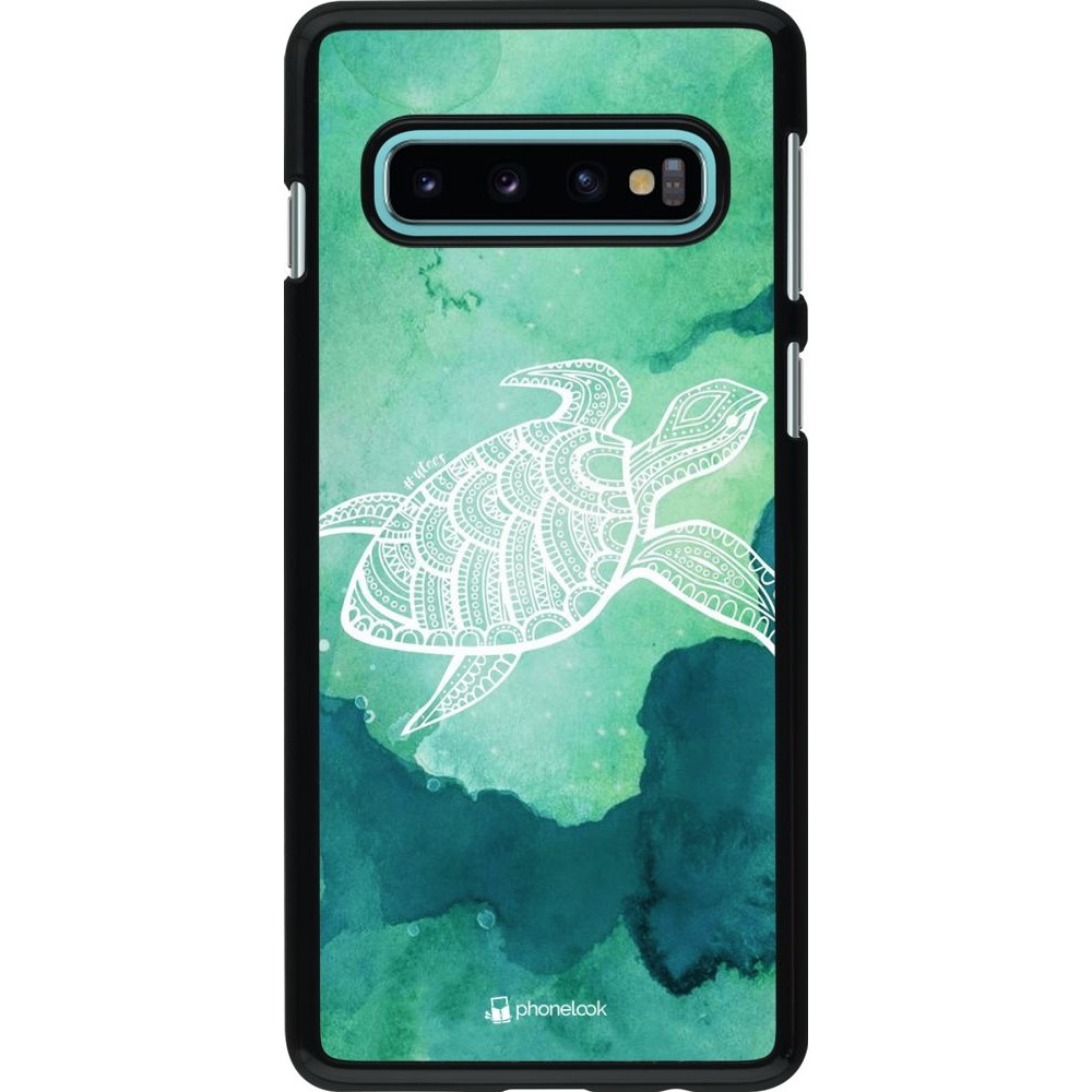 Coque Samsung Galaxy S10 - Turtle Aztec Watercolor