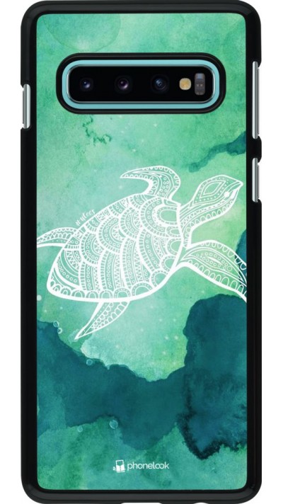 Coque Samsung Galaxy S10 - Turtle Aztec Watercolor