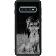Coque Samsung Galaxy S10 - Silicone rigide noir Angry lions