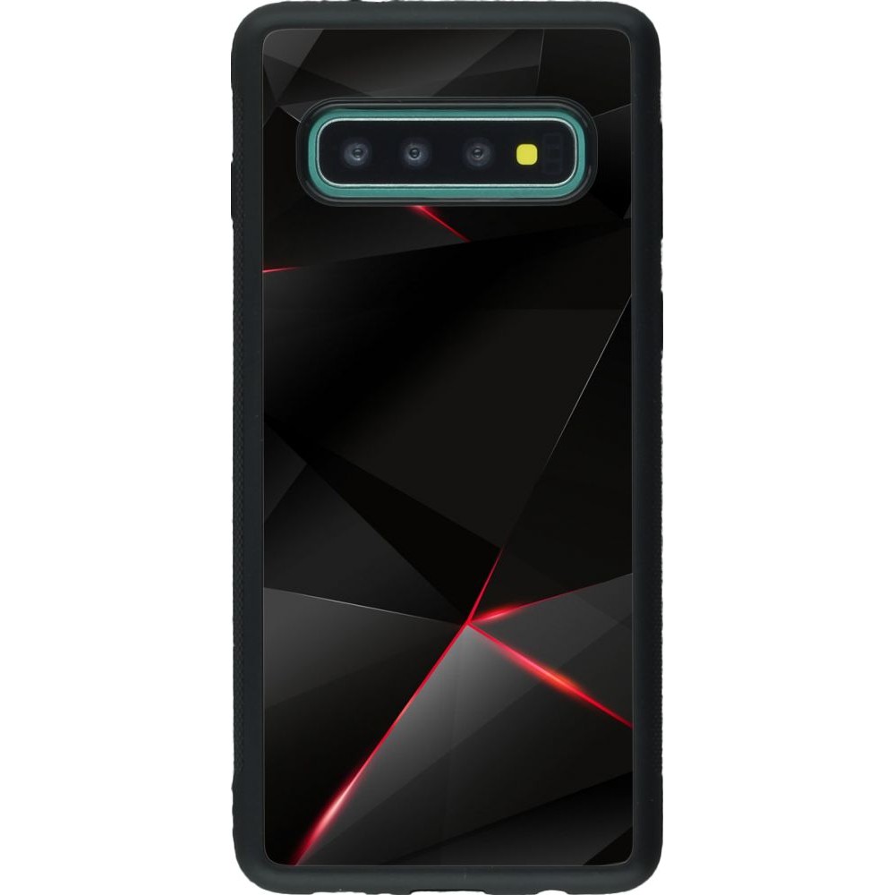 Coque Samsung Galaxy S10 - Silicone rigide noir Black Red Lines