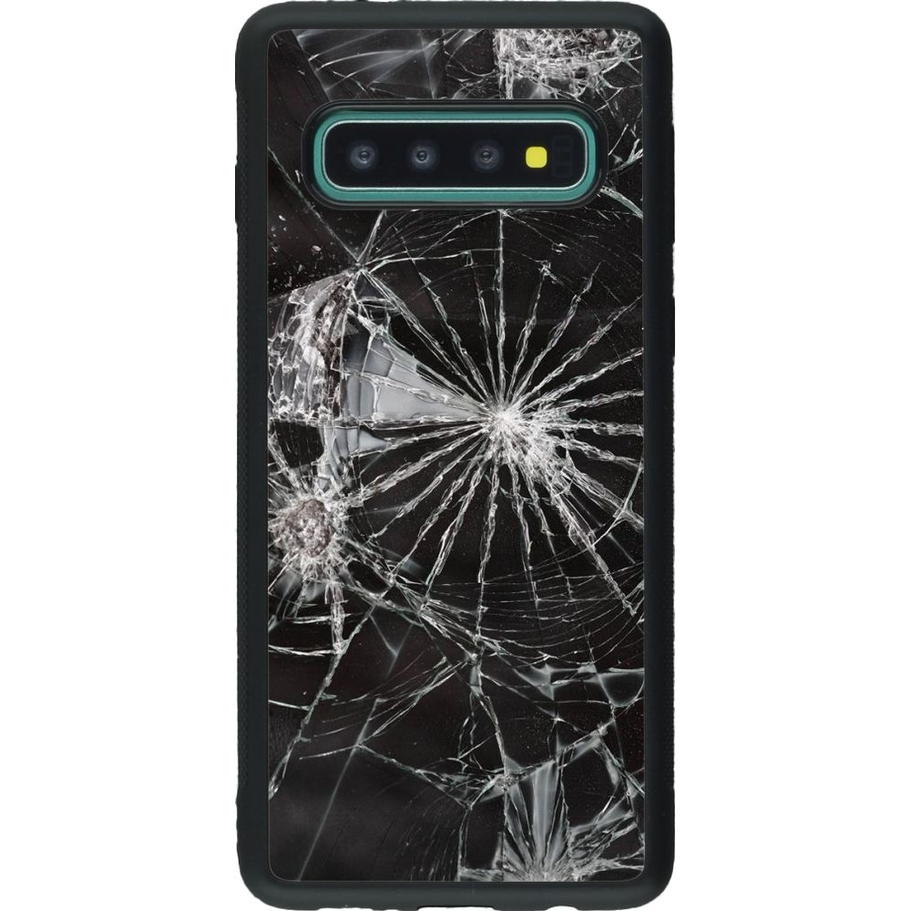 Coque Samsung Galaxy S10 - Silicone rigide noir Broken Screen