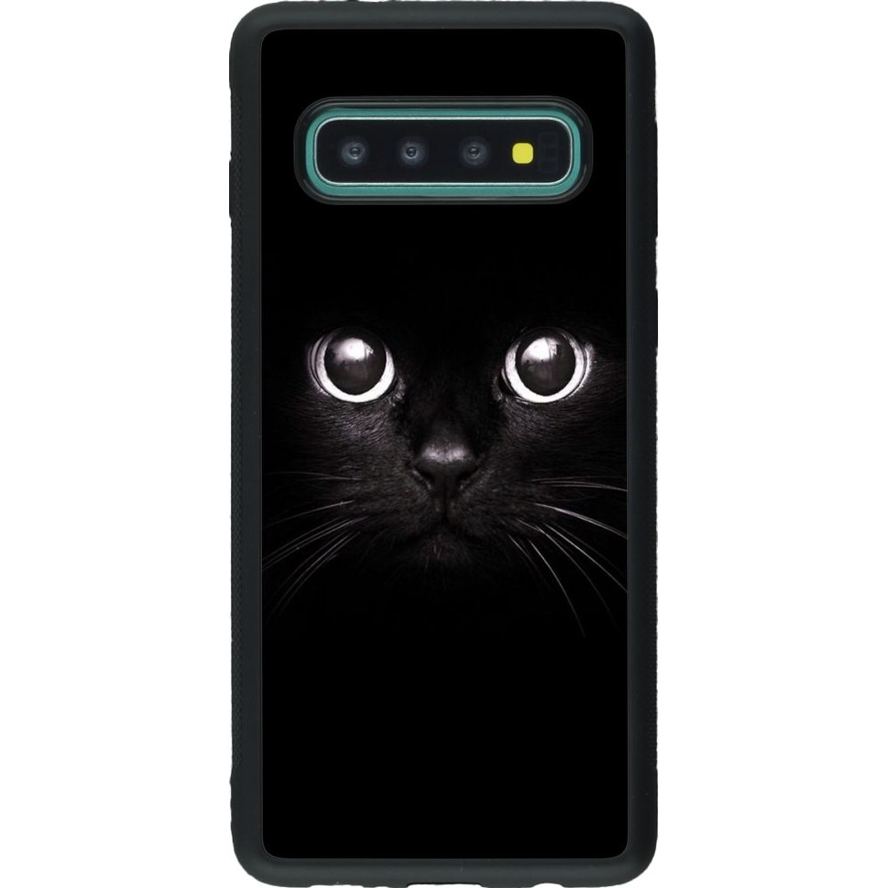 Coque Samsung Galaxy S10 - Silicone rigide noir Cat eyes