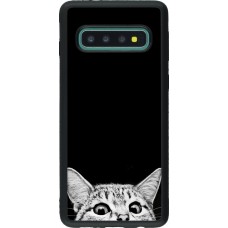 Hülle Samsung Galaxy S10 - Silikon schwarz Cat Looking Up Black