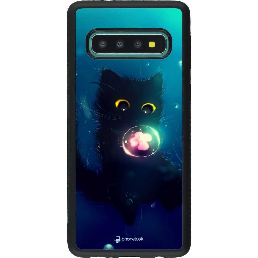 Coque Samsung Galaxy S10 - Silicone rigide noir Cute Cat Bubble