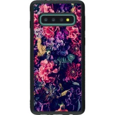 Hülle Samsung Galaxy S10 - Silikon schwarz Flowers Dark