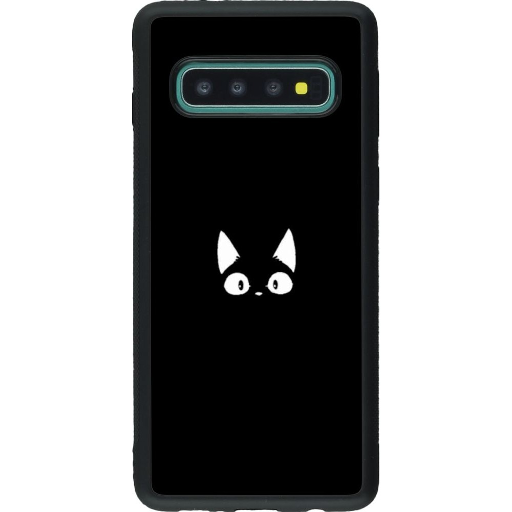 Coque Samsung Galaxy S10 - Silicone rigide noir Funny cat on black