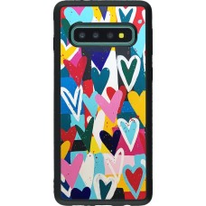 Coque Samsung Galaxy S10 - Silicone rigide noir Joyful Hearts