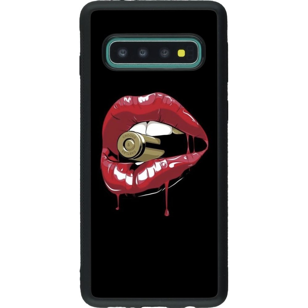 Coque Samsung Galaxy S10 - Silicone rigide noir Lips bullet