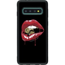 Coque Samsung Galaxy S10 - Silicone rigide noir Lips bullet