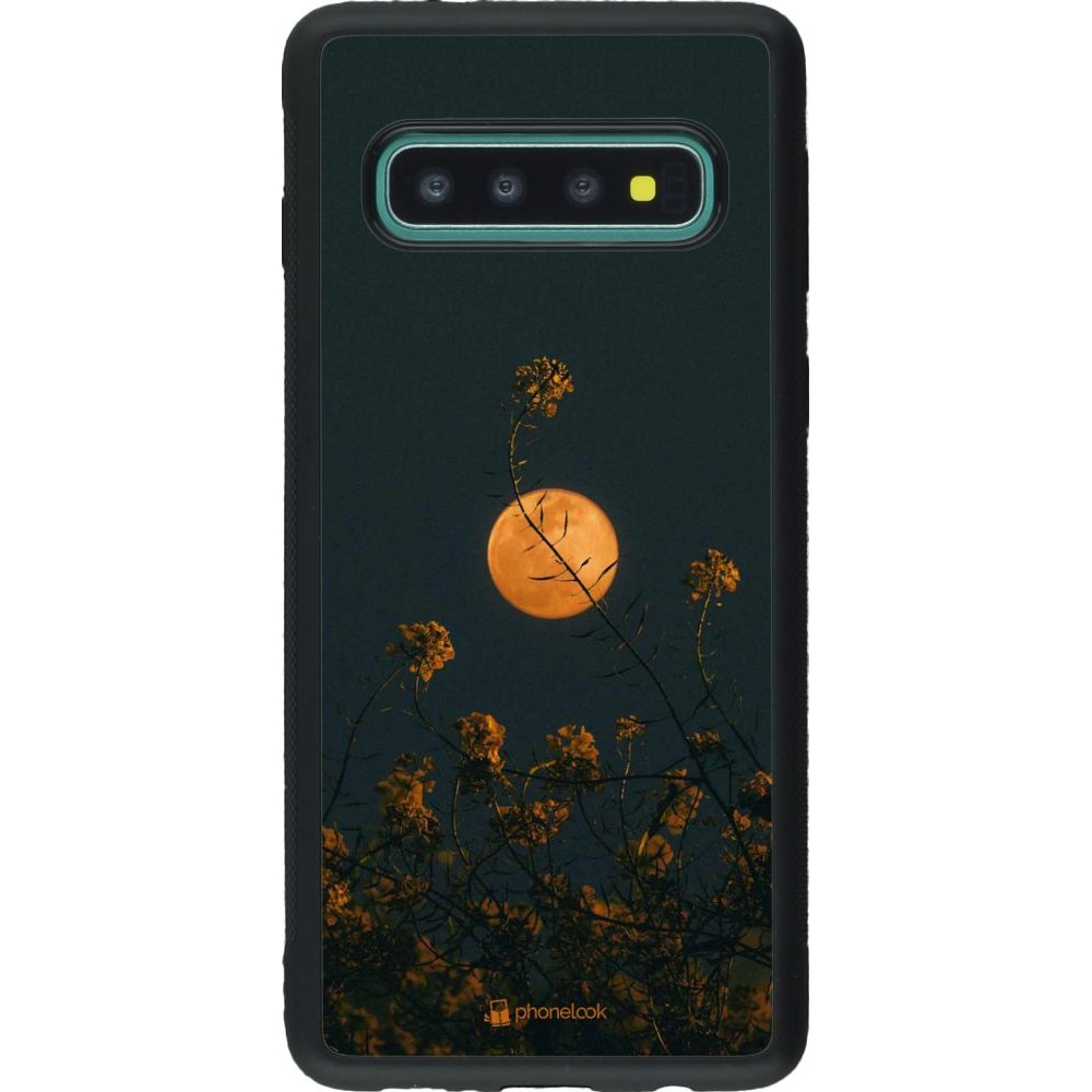 Hülle Samsung Galaxy S10 - Silikon schwarz Moon Flowers
