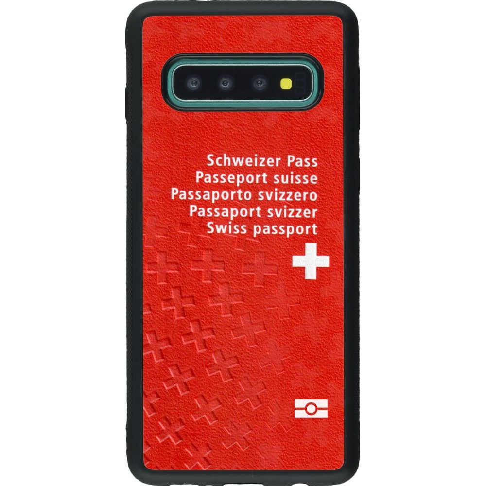 Coque Samsung Galaxy S10 - Silicone rigide noir Swiss Passport